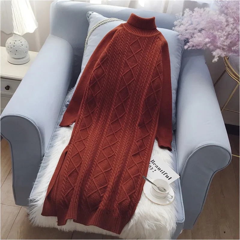 2019 высокая эластичность весна осень платье свитер для женщин водолазка