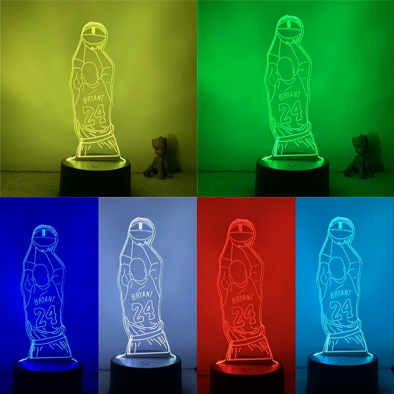 Отличная спортсменка черные мужские баскетбольные кроссовки Мамба No.24 3D лампа