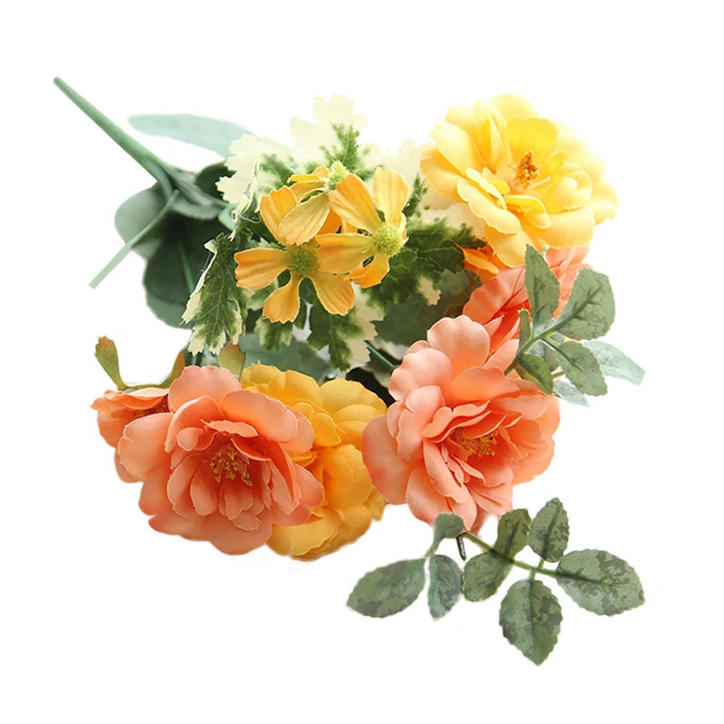 

Artificial Oil Painting Camellia Bouquet Tea Rose Hand Holding Flower Silk Camellia Bouquet Home Wedding Party Decorative Flower