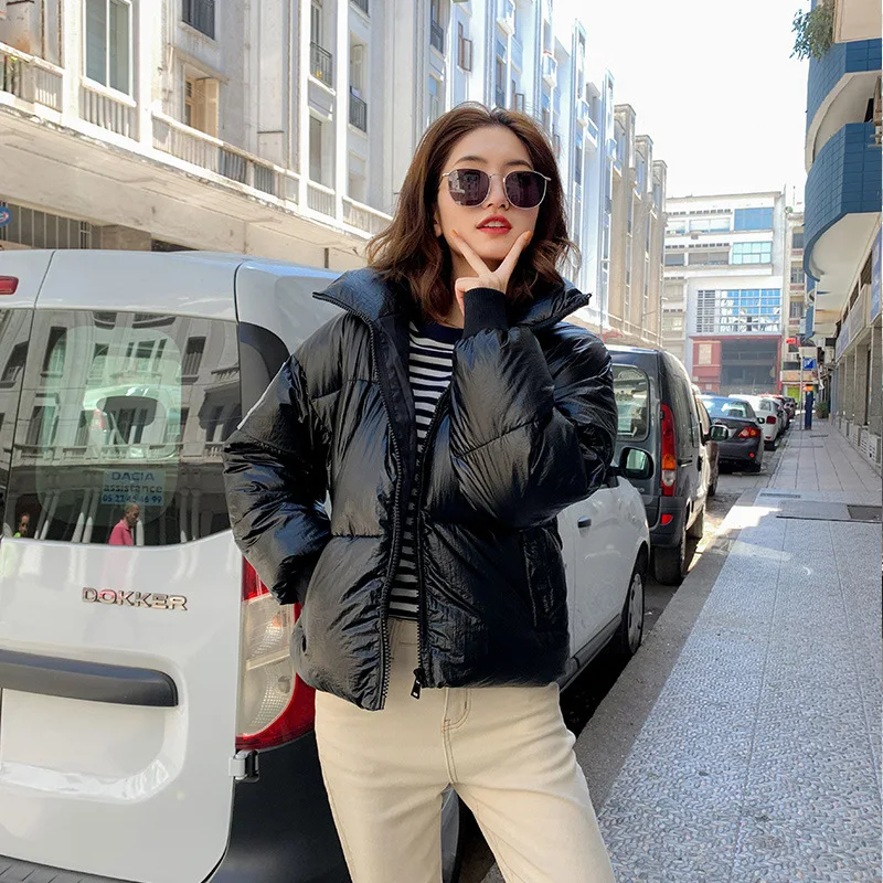 Новая блестящая женская Куртка парка 2019 зимняя куртка модная ветрозащитная