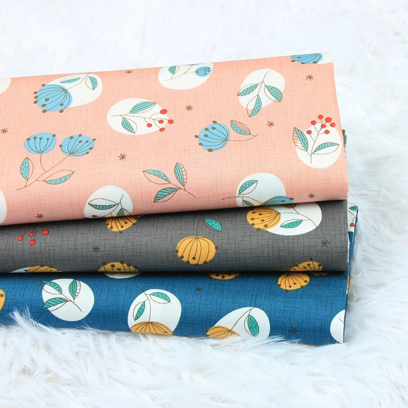 

Half Yard Thin Cotton Fabric With Northern Europe Flower Print Handmade DIY Bag Garment Dress Children Cloth 100% Cotton
