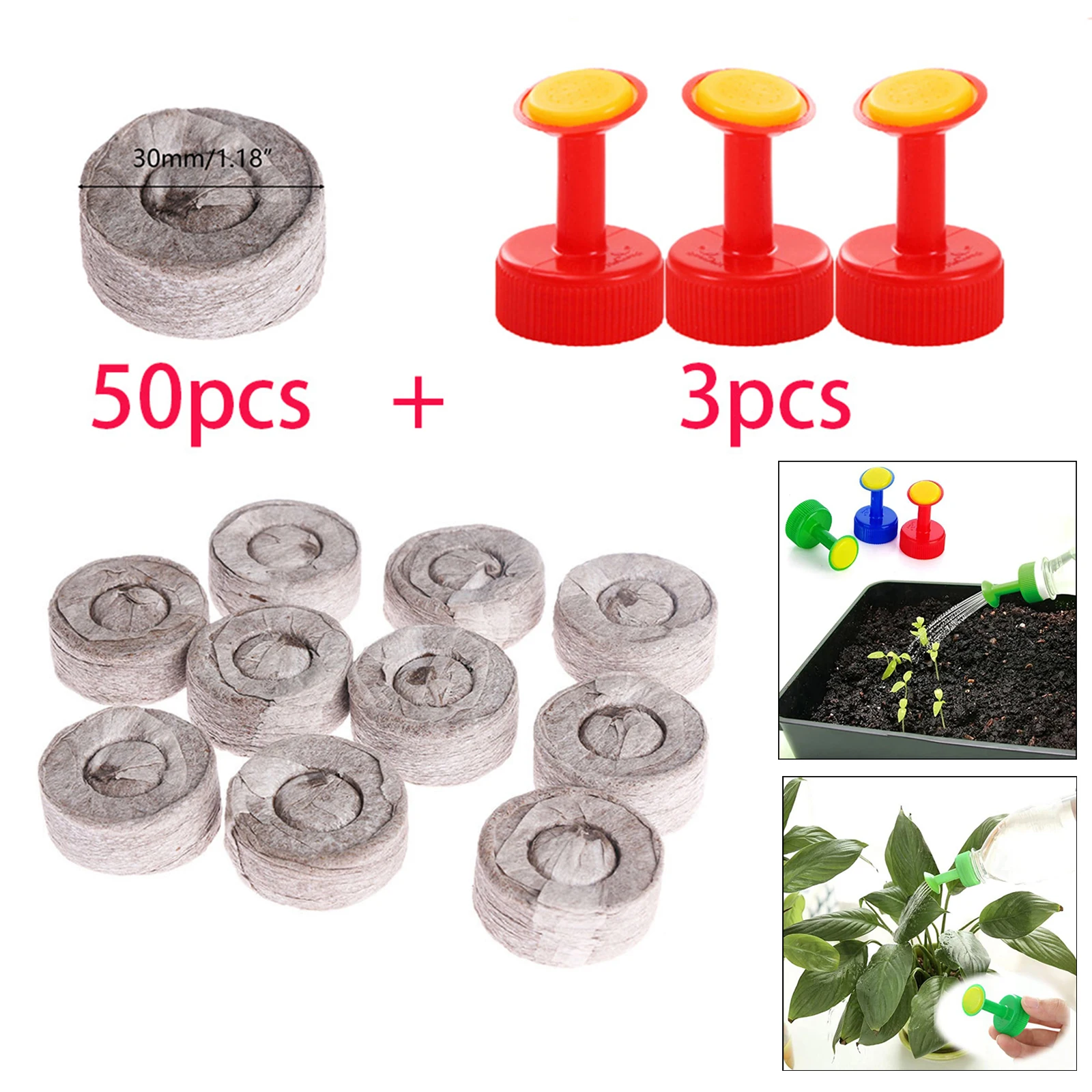 

Peat Pellets 30mm Seed Fertilizer and Bottle Cap Sprinkler 30mm Watering