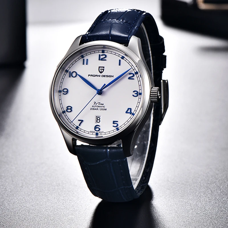 

PAGANI Дизайн, новинка, мужские часы-пилот, искусственная кожа, нержавеющая сталь, наручные часы, Япония NH35A, роскошный автоматический ватчер дл...