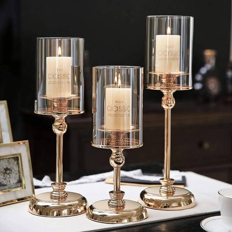 

Candle Holder Wedding Luxury Decoration Table Centerpiece Glass Candle Stick Holder Gold Living Room Decoration Home Accessories
