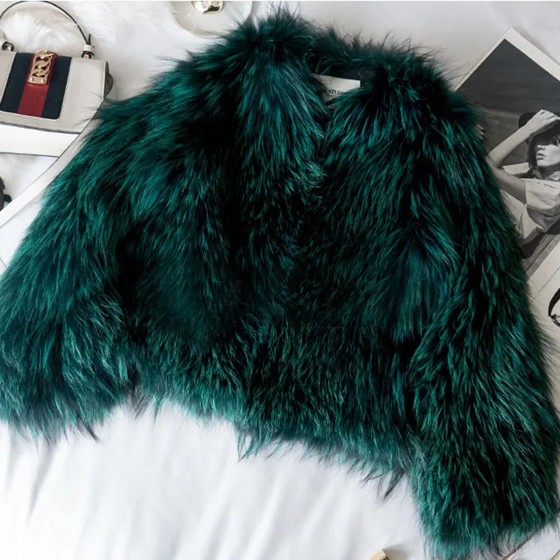 

Zoki Faux Fox Fur Women Short Coat Winter Green Warm Zipper Plush Long Sleeve Solid Loose Female Jacket Elegant Ladies Outwear