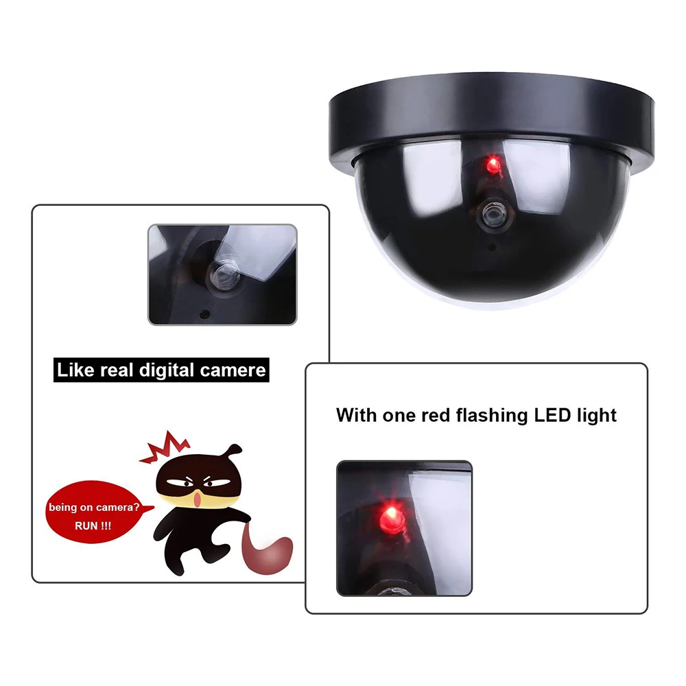 HONTUSEC Dummy Camera Fake Dome CCTV Security Indoor With Flashing Red LED Light Surveillance |
