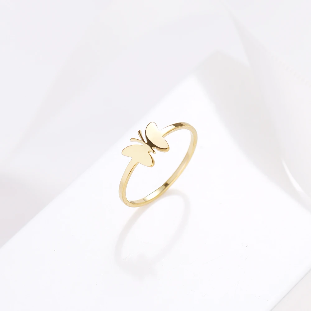 Кольцо из нержавеющей стали для женщин модное кольцо с бабочкой обручальное