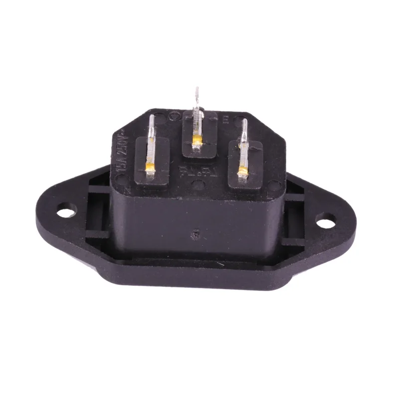 

100pcs/lot AC Male Plug Panel Mount Power Supply Connector AC 3 Pins IEC320 C14 Inlet AC 250V 15A AC Power Adapter Wholesale