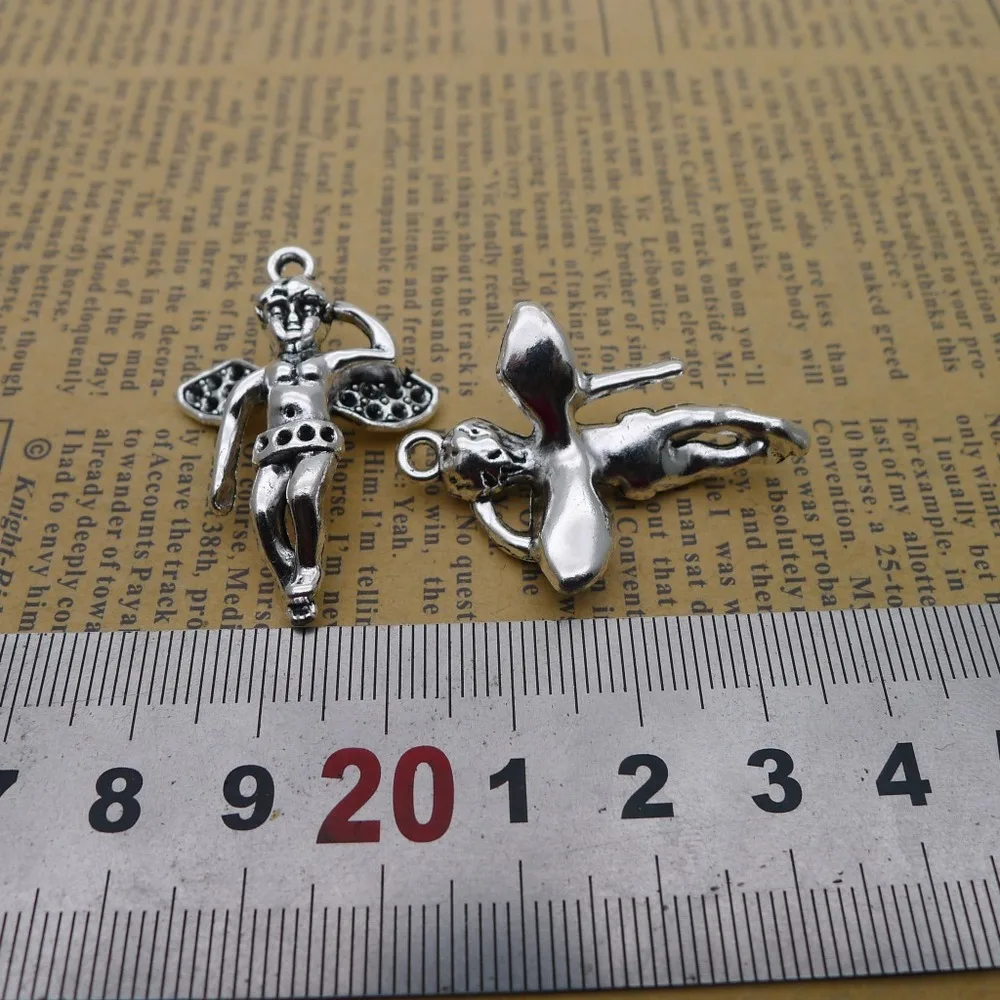 

40pcs Fairy Charms 25mm x 37mm DIY Jewelry Making Pendant antique silver color
