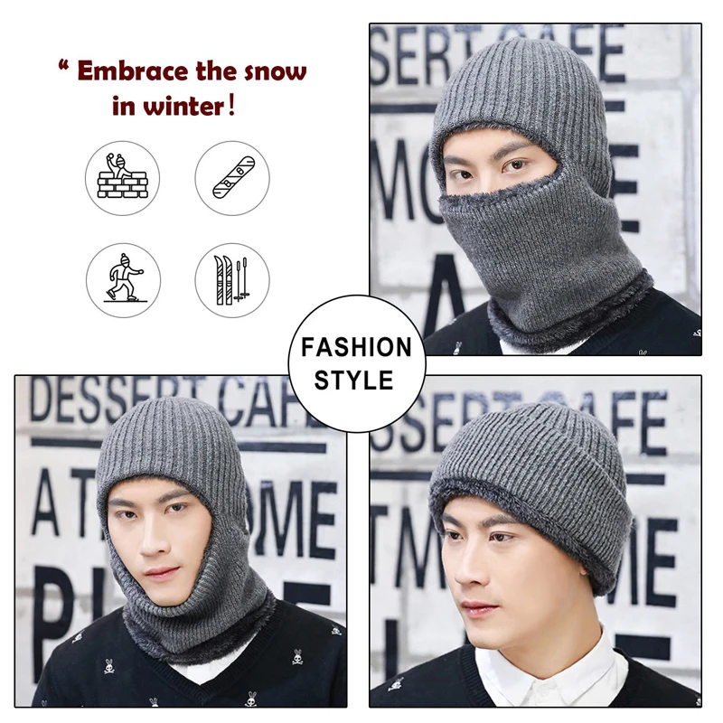 1Pcs BYEPAIN Winter Face Mask 3-in-1 Cold Weather Beanie with Flexible Neck Guard for Outdoor Sports Cycling Motorcycle Ski | Красота и