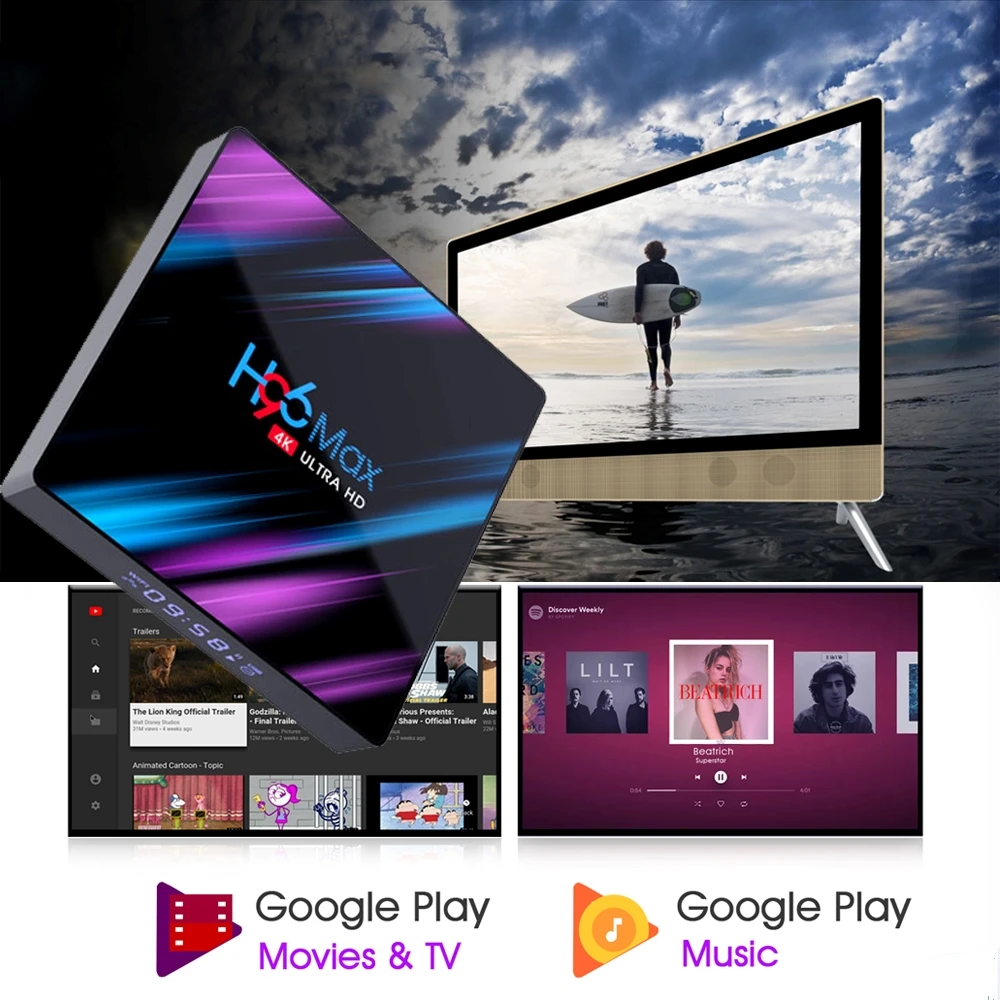 Смарт ТВ приставка H96 MAX 9 0 Rockchip RK3318 4 Гб ОЗУ 64 ПЗУ H.265 4K HDR 2 4G Wi Fi Bluetooth Android Google