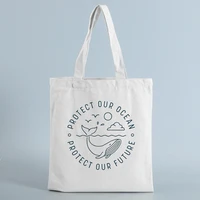 shoulder bag rotect our ocean protect our future printing shopping bags students book bag women canvas handbags tote for girls