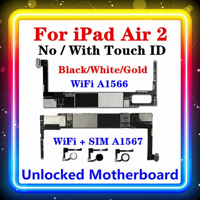 Для iPad Air 2 материнская плата WiFi(A1566) WLAN + Cellular(A1567) для No / With Touch ID