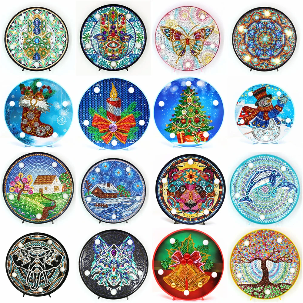 

HUACAN алмазная живопись светодиодный светильник лампа Рождество специальная форма 5D алмазная Вышивка Сделай Сам Набор для рукоделия продажа