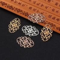 20pcs 3colors hollow moire filigree wraps connectors metal crafts gift hair jewelry accessories ancient decorative findings