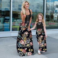 2021 summer patchwork floral long dresses for women family matching maxi dress mom and me mother daughter clothes girls outfit
