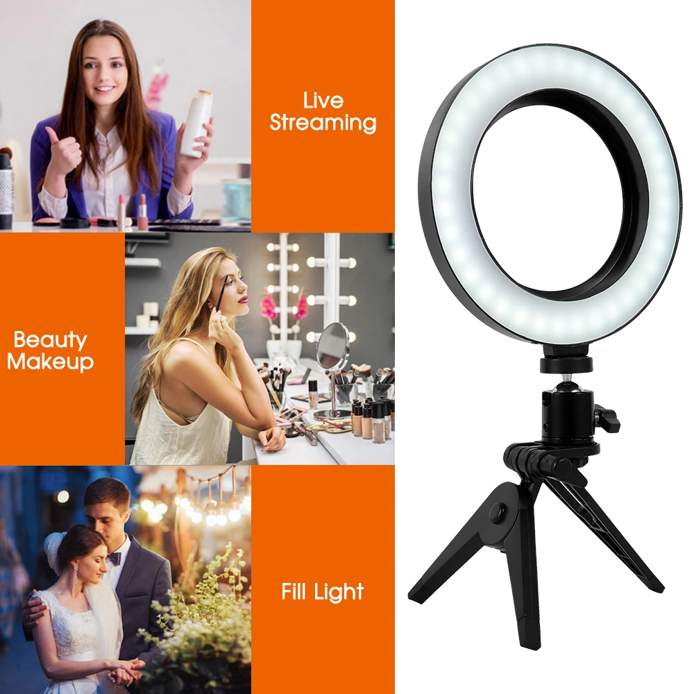 С регулируемой яркостью 6 дюймовая мини светодиодный настольный видео кольцевой