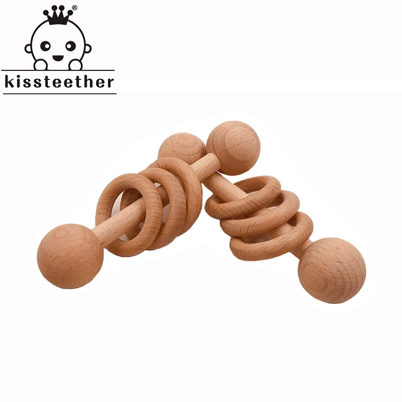 

Organic Baby Teething Product Beech Wooden Rattle Teether DIY Wood Teether Pendent Eco-Friendly Safe Baby Teething Chew Toys