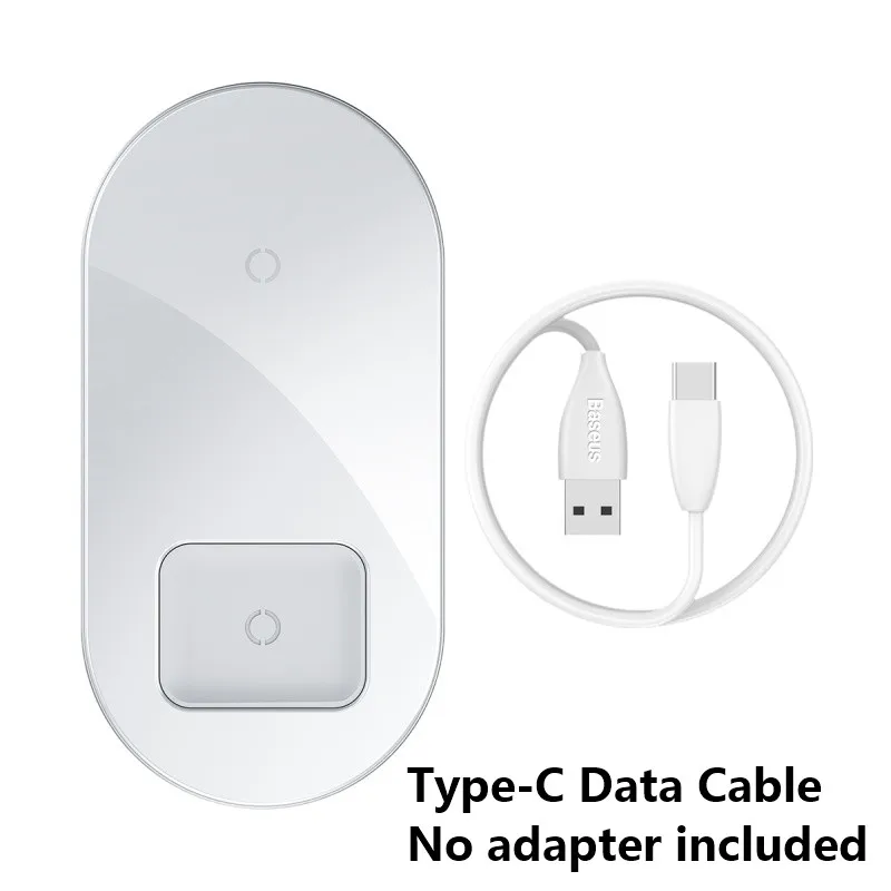 Беспроводное зарядное устройство Baseus Qi для Airpods iPhone 11 Pro Max Xs X Dual 15 Вт быстрая Беспроводная зарядка для samsung индукционное зарядное устройство - Цвет: White