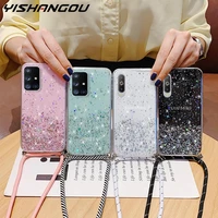 with neck strap clear glitter case for samsung galaxy a51 a71 s20 fe ultra s10 plus a02 a02s a12 a32 a42 a31 s21 m51 a52 a72