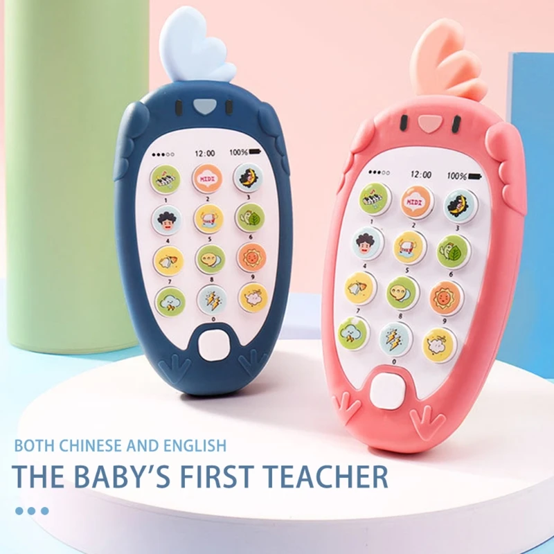 

H3CD 1 Pcs Baby Bilingual Early Education Cell Phone Bottle Toy, Simulation Bottle Imitating Music Phone for 1+ Year Toddlers