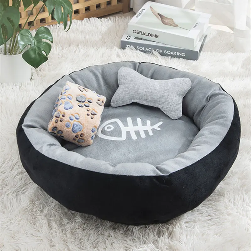 

Pet supplies round cat litter cat bed soft pet dog bed dog basket pet supplies cat cushion animal sleeping sofa Doghouse 2021new