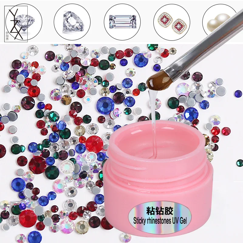 YZX Новинка 1 бутылка липкие Стразы УФ гель прозрачный лак для наращивания ногтей