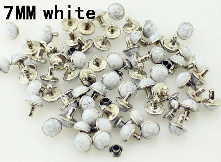 7mm white Новая мода 100 компл./лот Акрил Бирюзовый и латунные заклепки для кожи шипами и стразами для одежды diy аксессуары для одежды - Цвет: 7mm white