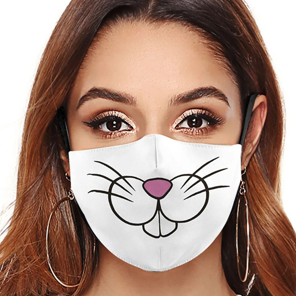 Funny Rabbit Animal Mouth Cosplay Women's Men Unisex Masks Face-Dustproof Cycling Street Spots Breathable Halloween Adult Mask |