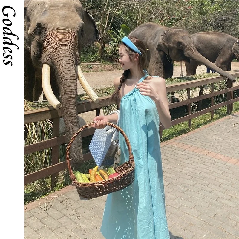

Women Casual Summer Strap Dress 2021 French Vintage Midi Dresses Ladies Elegant One Piece Dress Korean Sleeveless Design Sweet