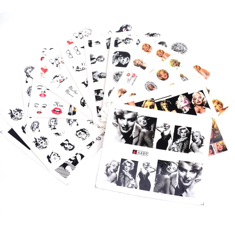 12 Pcs/Set Nail Sticker Adhesive Paper Marilyn Monroe Watermarking Art Decoration Sexy Cute Cool Nails Decorate | Красота и здоровье