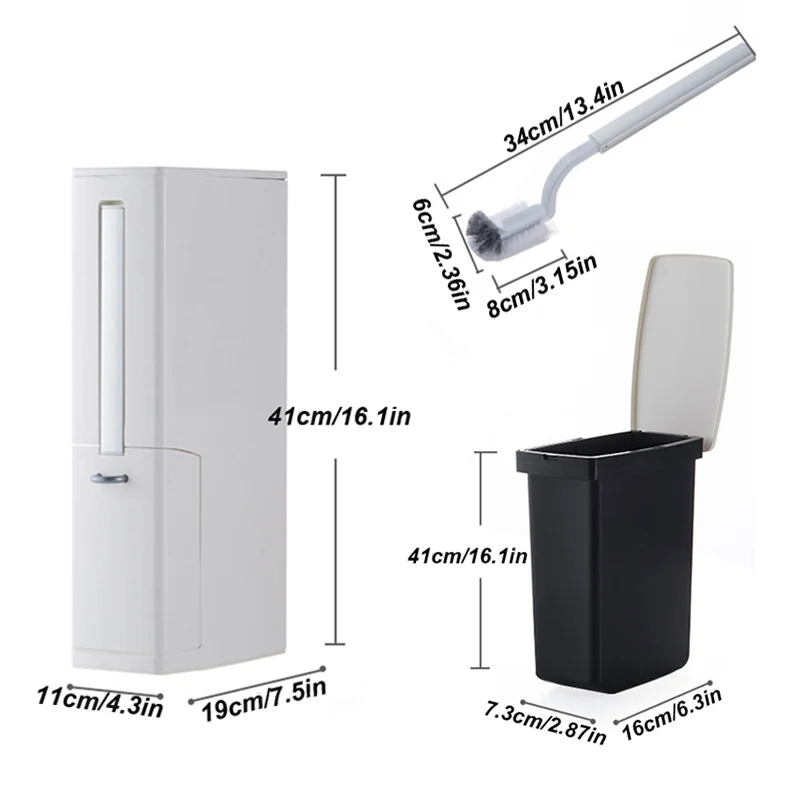 

Bathroom Narrow Road Rubbish Box With Bathroom Cleaning Toilet Brush Toilet Paper Storage Bin Cleaning Kit Garbage Bag