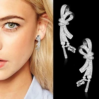 larrauri fashion jewelry trendy bowknot drop earrings for women charm cubic zircon crystal dubai korean bridal wedding earrings