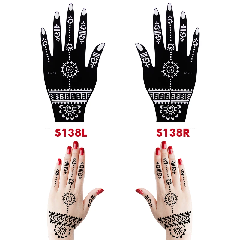 4 листа ручной хна Трафареты для тела Краски цветок Аэрограф Для блесток