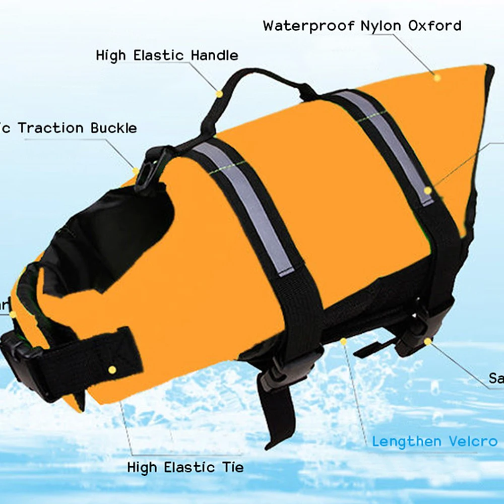 

Dogs Waterproof Adjustable Life Jacket for Small Medium Puppy Life Vest Cat Pets Vacation Safety Vest with Reflective Swimsuit