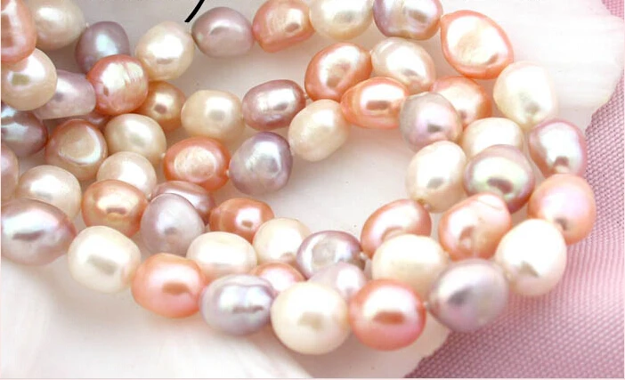 z1174 baroque pink white freshwater pearl necklace shell clasp AAA | Украшения и аксессуары