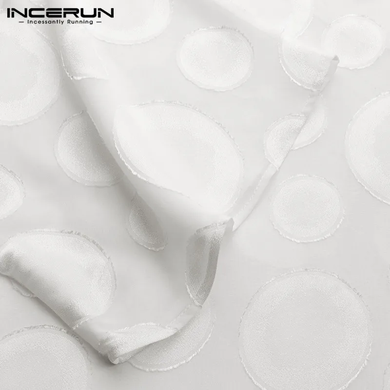 

Men Half Sleeve V Neck Muslim Kaftan T Shirts Leisure Polka Dot Printed Islamic Tee Tops Loose Long Style Clothing S-5XL INCERUN