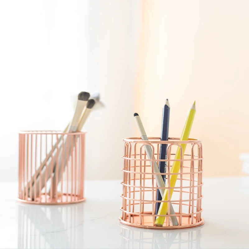 Простые Стильные розовые и золотые зеркальные полки для хранения Круглый