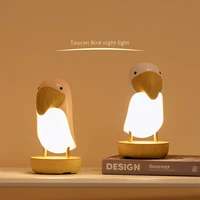wooden bird table lamp usb rechargeable stepless dimming bluetooth speaker atmosphere light creative bedroom bedside night light