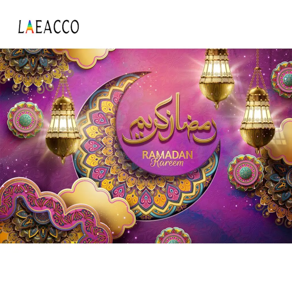 Laeacco Eid Мубарак Рамадан вечерние Луна Звезда постер детский портрет фото фон