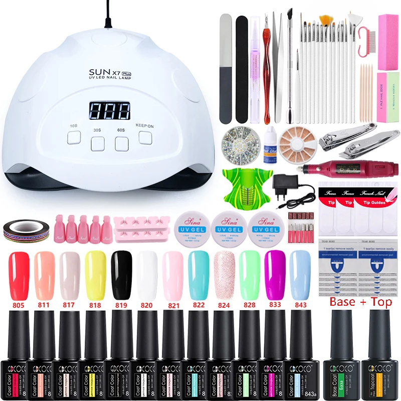 Набор для ногтей маникюрный набор 84 Вт X7 Plus Светодиодный УФ-лампа Сушилка