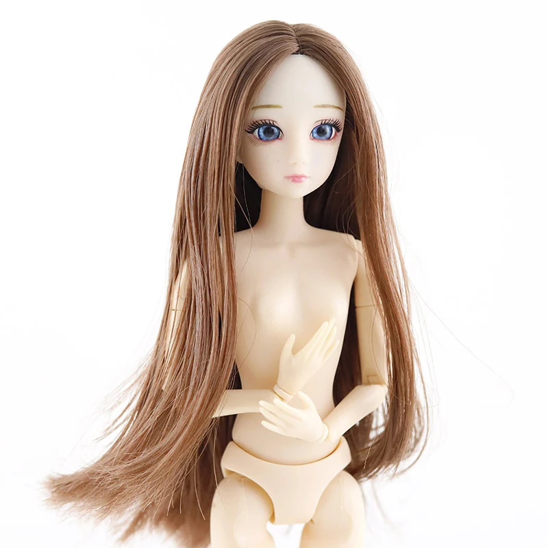 Brown C 1/6 30 см BJD куклы 3D глаза 20 суставов подвижное обнаженное тело DIY прямые золотисто-коричневые волосы женские Figma тело кукла игрушка Подарки - Цвет: Brown C
