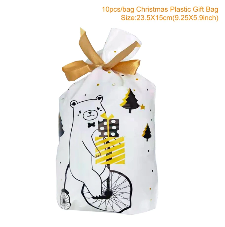 10 PCS bags A Крафт-Бумажные пакеты Подарочный пакет конфеты коробка попкорн коробка Гуди мешки печенья напечатанные бумажные лакомства сумки Рождественская бумажная коробка упаковки сладостей - Цвет: 10 PCS bags A