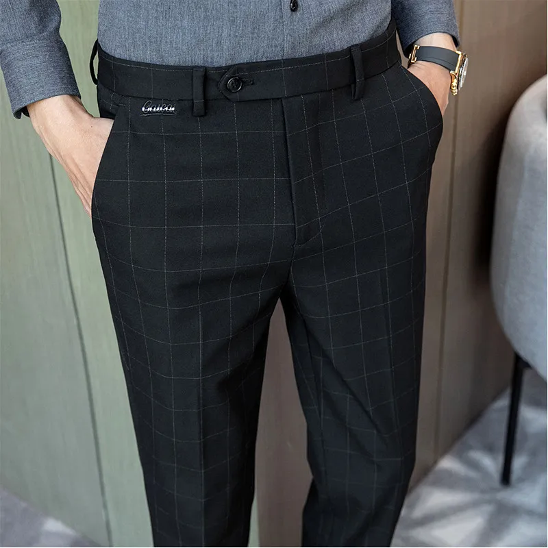 Брюки Мужские приталенные до щиколотки брендовые классические штаны уличная