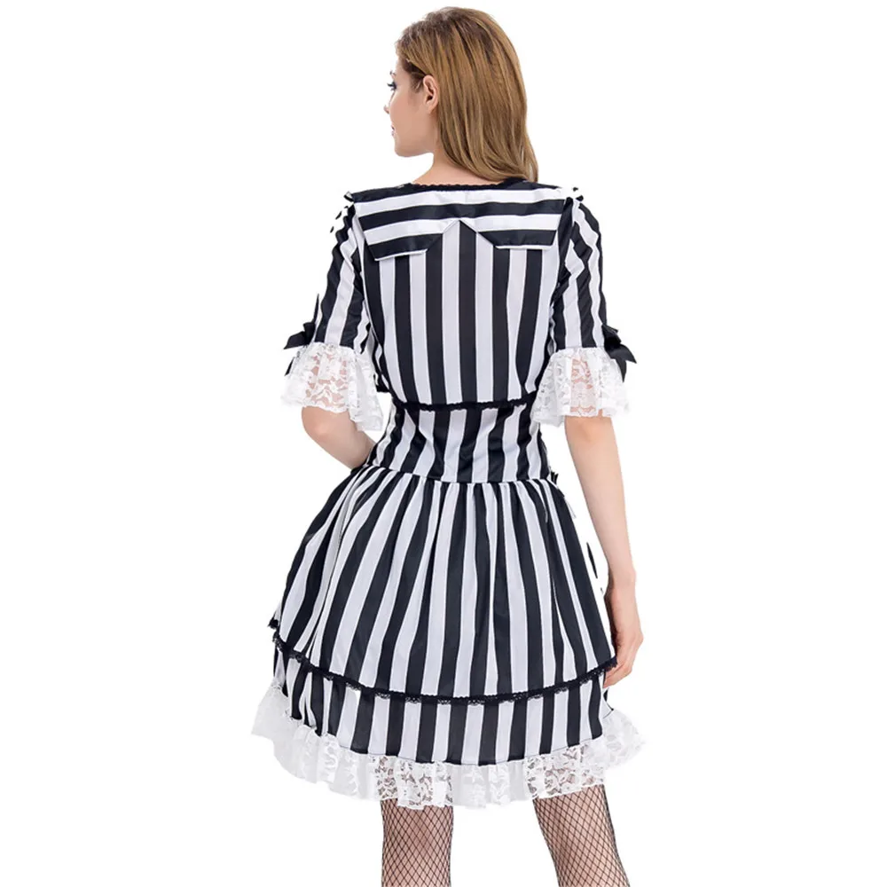 Женский костюм на Хеллоуин Miss Beetlejuice сексуальный BugJuice Babe Crazy Spirit Dead Psycho для