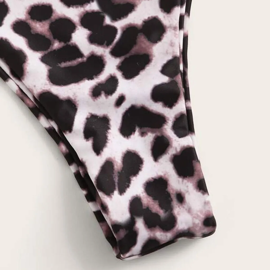 

Sexy Leopard Print Two-Piece Bikini Women Push Up High-Waist Swimsuit Set Plus Size Summer Lace-up Stitching Fashin Bikini Women