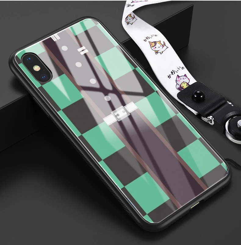 24105 Kamado Nezuko Kimetsu no Yaiba Demon Slayer Pantone Black glass Phone Case For iphone 6/6s 7 7Plus X, XS i11 i11pro - Цвет: 24105