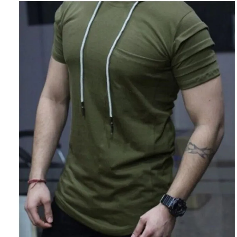 Брендовая одежда однотонная мужская футболка здоровая Мужская Повседневная с