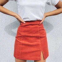 woman corduroy skirt summer sexy mini vintage harajuku skirts mini slit slim high waist straight skirt ladies korean style 2021