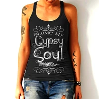 gypsy soul letter print women tank tops off the shoulder boho shirts fitness tees festival clothing causal cotton graphic vest